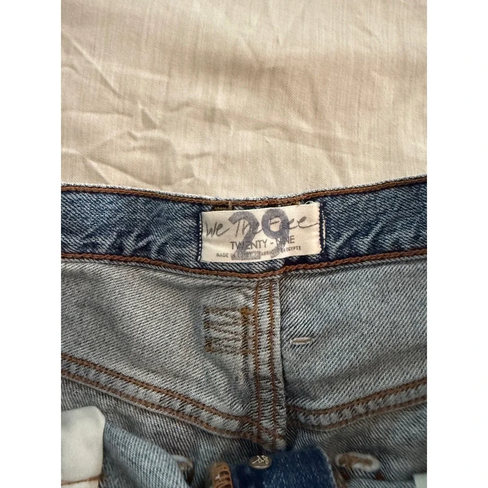 We The Free Free People Cindy Distressed Denim Shorts High Rise Frayed Cutoff - Picture 5 of 8